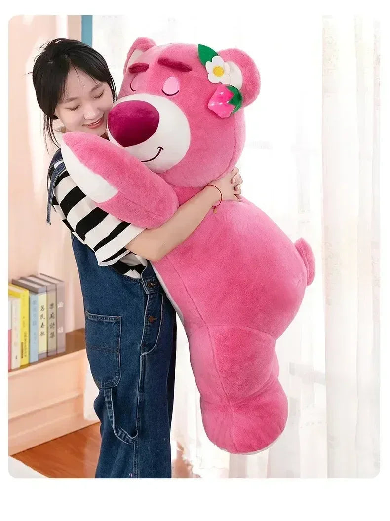 90cm Disney Toy Story Lotso Strawberry Bear Plush Sofa Pillow – Cute Stuffed Toy Gift for Kids & Friends