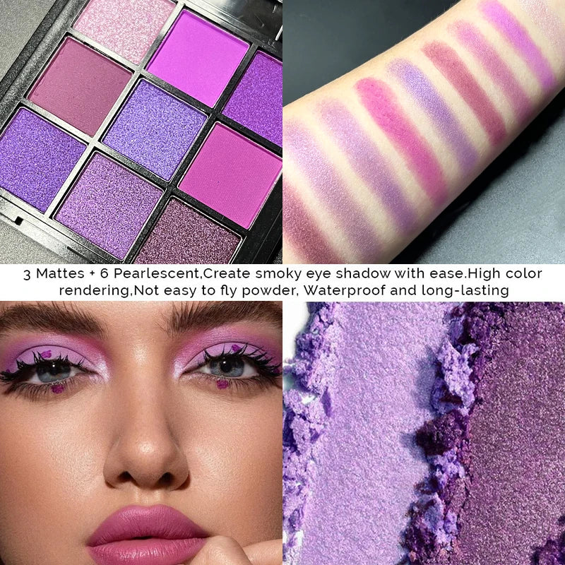 9-Grid Eyeshadow Palette – Glitter, Pearlescent, Matte, Shimmer Long-Lasting Eye Makeup for Women