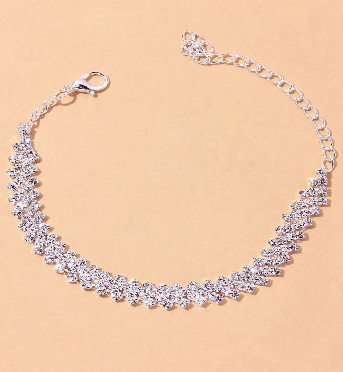 Women's Premium Copper Inlaid Water Diamond Love Foot Chain Bracelet – Elegant Wedding & Party Fashion Jewelry