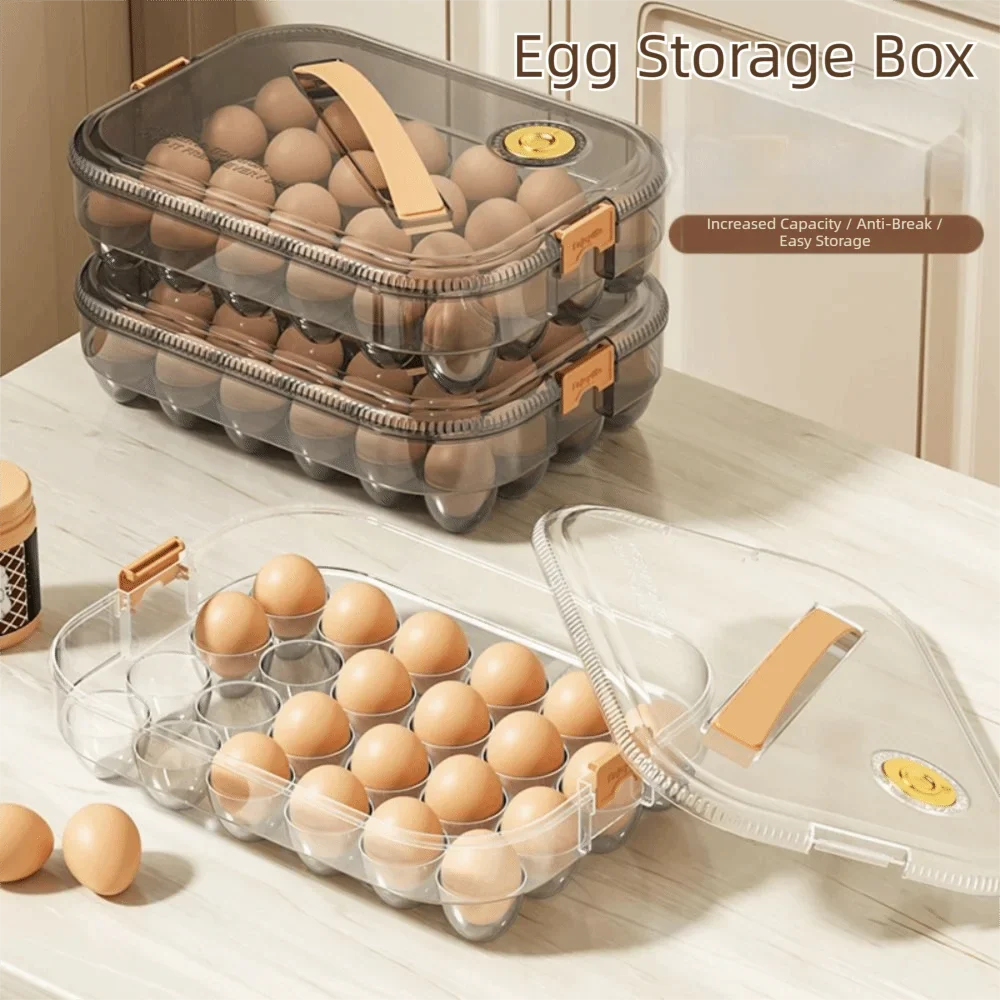 24 Grid Transparent Egg Storage Box - Food Grade Refrigerator Container with Lid for Space Saving Fresh Egg Organization