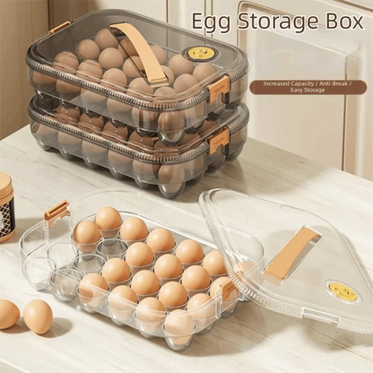 24 Grid Transparent Egg Storage Box - Food Grade Refrigerator Container with Lid for Space Saving Fresh Egg Organization