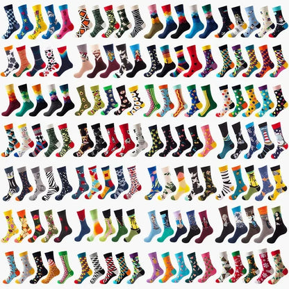 5-Pair Funny Printed Sports Socks - Harajuku Hip Hop Casual Fashion Socks for Men & Women