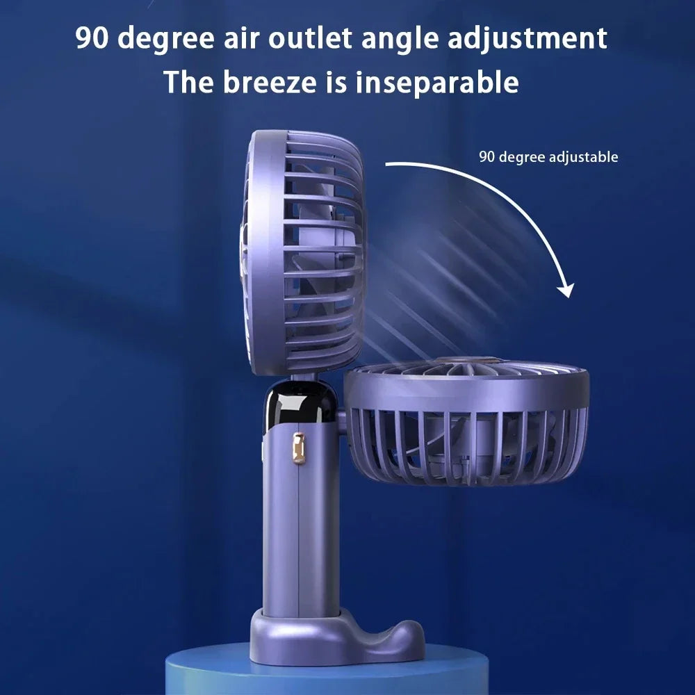 Digital Display USB Handheld Mini Fan – Portable Foldable Silent Fan for Office, Students, Desktop with Multi-Speed Adjustment