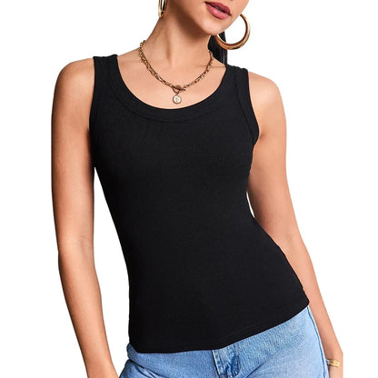 Women’s Multi-Piece Ribbed Vest Set - Solid Color Casual Layering Tops & Sports Fashion Tank Collection