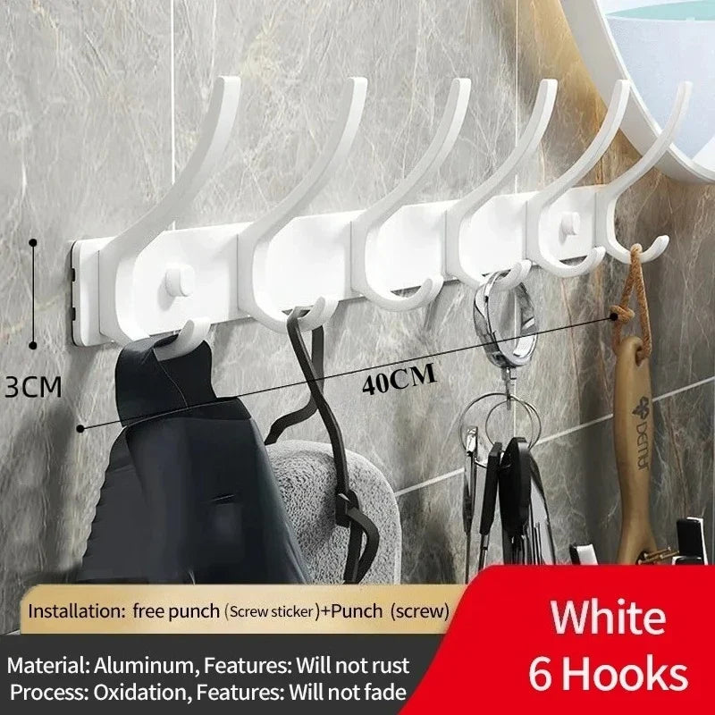 Folding Wall Robe Hooks - Black & White Towel, Coat & Clothes Hanger for Bathroom & Kitchen