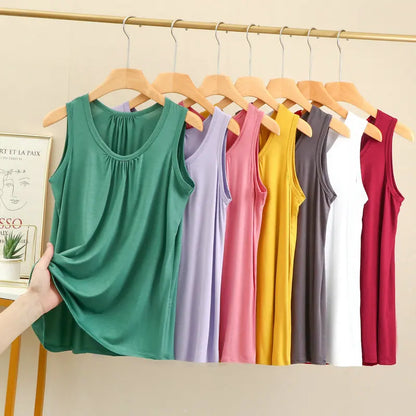 Women’s Plus Size Modal Tank Top - Loose Fold Sleeveless Summer Vest Shirt XL-6XL Casual Homewear