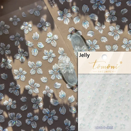 Floral Nail Art Stickers - White Rose Lily Daisy Peony Cherry Blossom & Magnolia Manicure Decals for DIY Nails