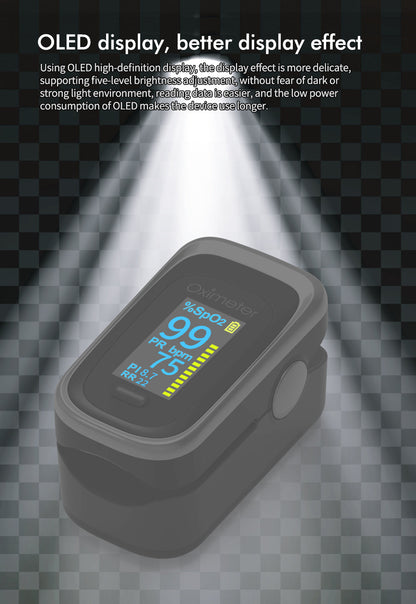 Kiuzou Medical Portable Finger Pulse Oximeter – Blood Oxygen, Heart Rate, Saturation Monitor with OLED Display