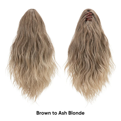 13-Inch Premium Synthetic Curly Claw Clip Ponytail – Blonde Brown Short Hairpiece, Fake Hair Extensions P064
