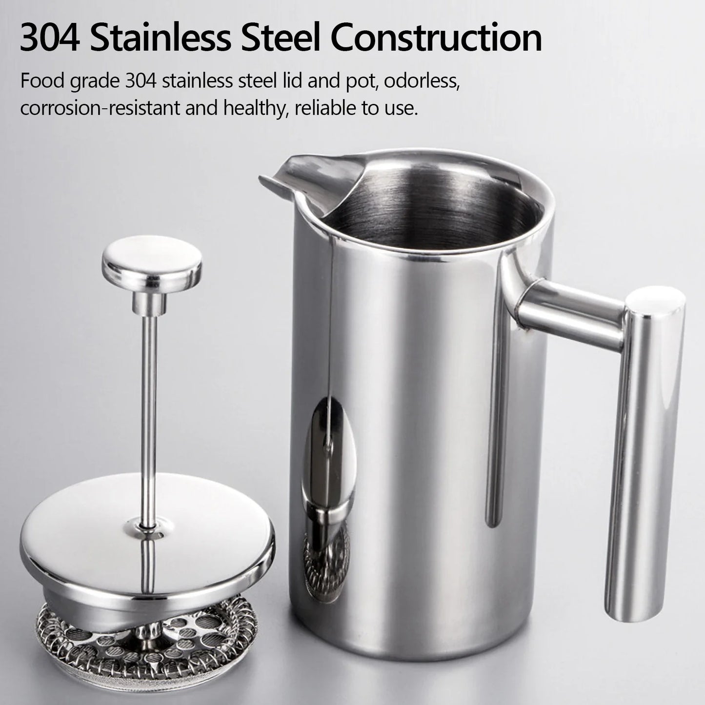 350ml/800ml/1000ml French Press Coffee Maker - Stainless Steel Double-Walled Insulated Coffee Pot