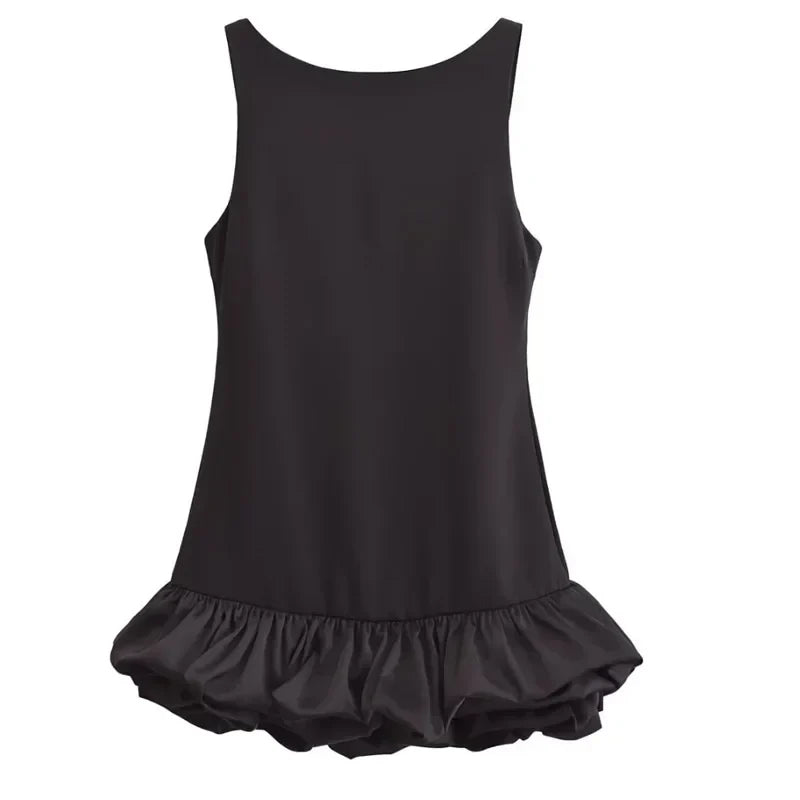 Women’s Ruffle Backless Mini Dress - HXAO Sleeveless Bodycon Summer Party Dress in White Black Red