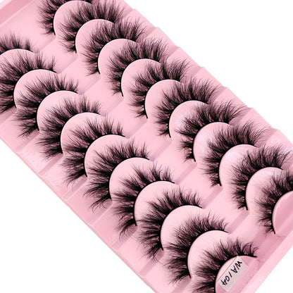 HBZGTLAD 10 Pairs 3D Faux Mink False Eyelashes – Natural Long Look Short Mink Lash Extensions for Makeup & Beauty