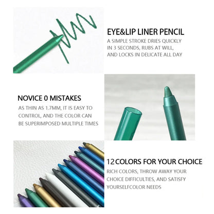 12-Piece Waterproof Eyeliner Set - Shimmer Eyeshadow & Highlighter Pens