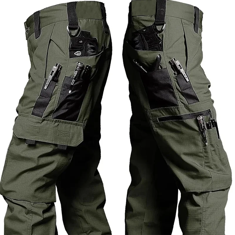 Men’s Tactical Work Cargo Pants – Waterproof Multi-Pocket Outdoor Hiking & Workwear Trousers for Autumn & Spring