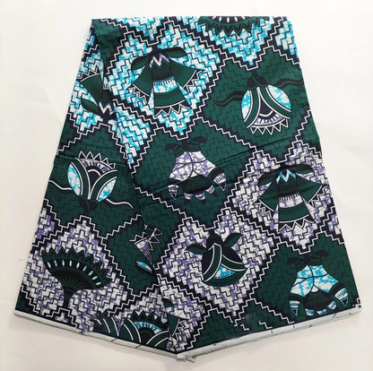 African Real Wax Print Fabric - 100% Cotton Nigerian Ankara Sewing Material for Party Dresses