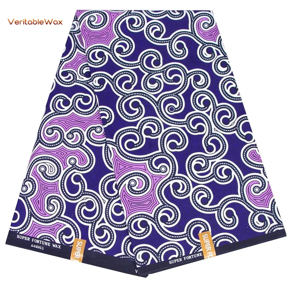 African Ankara Double Print Batik Fabric - Real Wax Patchwork Textile for DIY Sewing, Wedding Dresses & Crafts