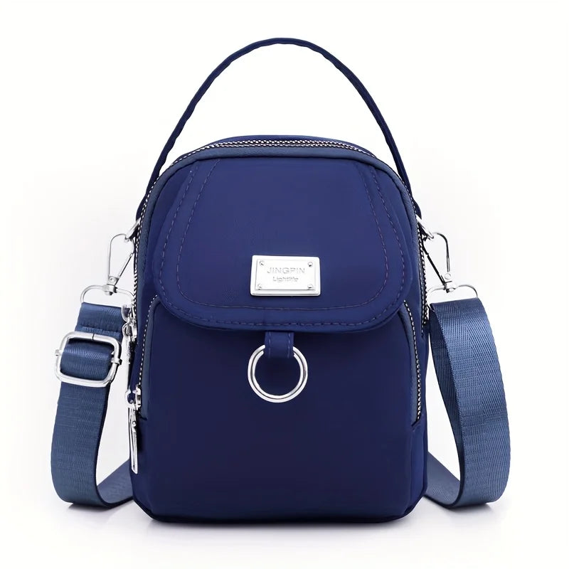 Lightweight Nylon Women’s Crossbody Bag – Casual Mini Shoulder Handbag with Multiple Zip Compartments, Tote Purse for Daily Use