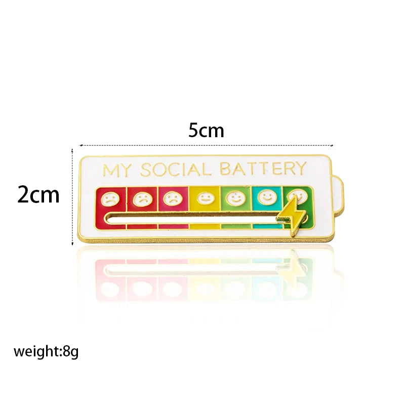 Mood Conversion Energy Brooch – My Social Battery Expression Pin for Men & Women, Clothing Badge