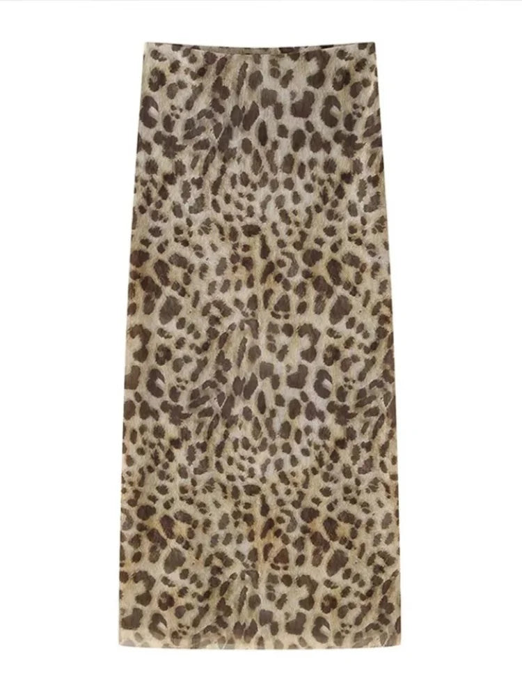 Women’s Tulle Leopard Print Off-Shoulder Top – Summer Casual Bandeau Blouse with Straight-Cut Neckline