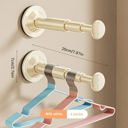 1/2pcs Hanger Storage Rack – No-Drill Suction Cup, Retractable & Adjustable Space-Saver for Home & Office