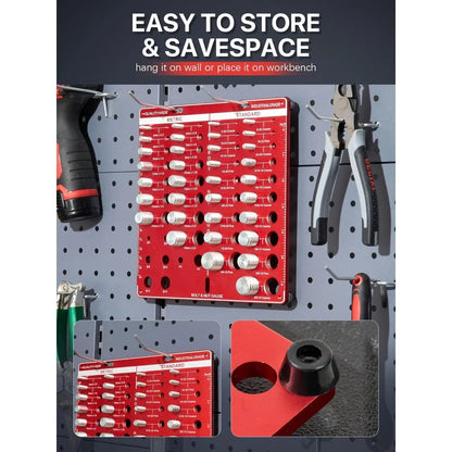 34PCS Screw Nut & Bolt Thread Checker - Metric & Standard Thread Measuring Gauge Set with Drill Size Identifiers