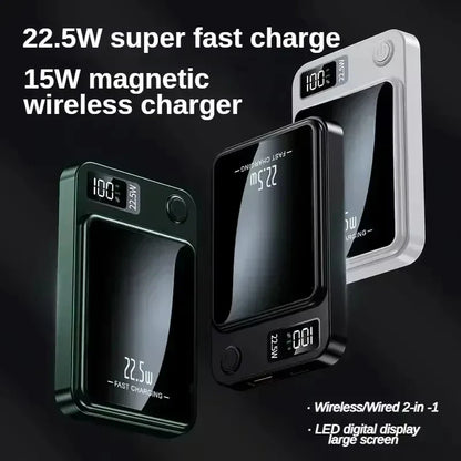 Lenovo 100000mAh Magnetic Power Bank - Wireless Fast Charger Portable Battery Pack for iPhone, Samsung & Xiaomi