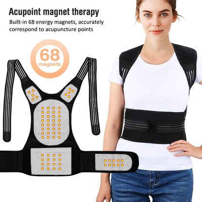Tourmaline Magnetic Heated Vest — Self-Heating Thermal Clothing, Lumbar Waist Brace, Posture Corrector & Pain Relief Corset