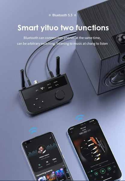 Bluetooth 5.3 3D Stereo Audio Receiver | Optical, Coaxial, 3.5mm AUX Output Wireless Adapter for Car Speakers