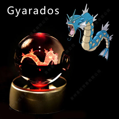 Pokémon Crystal Ball Night Light - 3D Pikachu Gengar Mewtwo Glass Lamp Statue Kids Birthday Gift