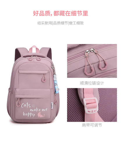 Teen Girls School Backpack | Pink Waterproof Bag for Primary & Middle School Students