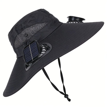 Solar Fan Hat - Breathable 3-Speed Cooling Visor Cap with UV Protection for Fishing & Summer