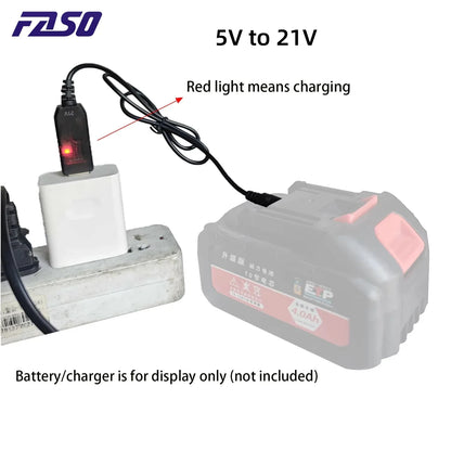 5V to 21V Boost Cable - USB DC Adapter Charging Cable for 21V Battery Power Supply
