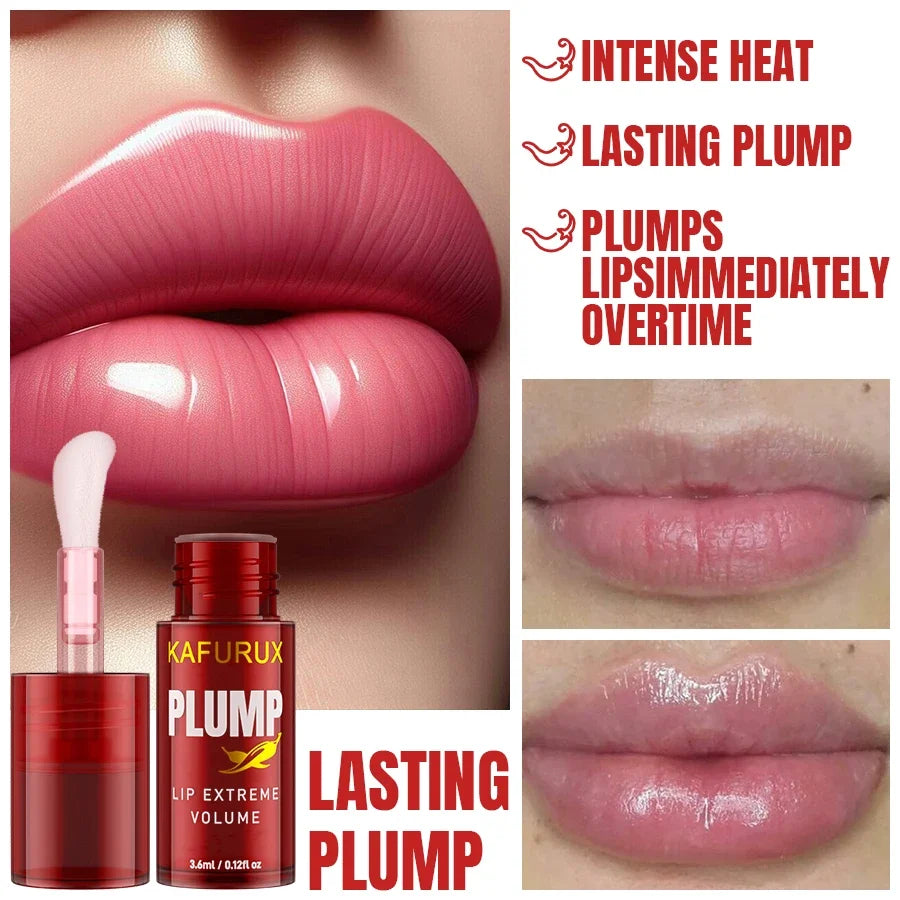 Lip Plumping Oil Gloss - Long-Lasting Moisturizing Lip Serum for Fuller-Looking Lips