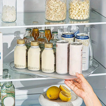 360° Rotating Refrigerator Storage Tray - Kitchen Spice Jar Organizer Turntable for Easy Access & Space-Saving Storage