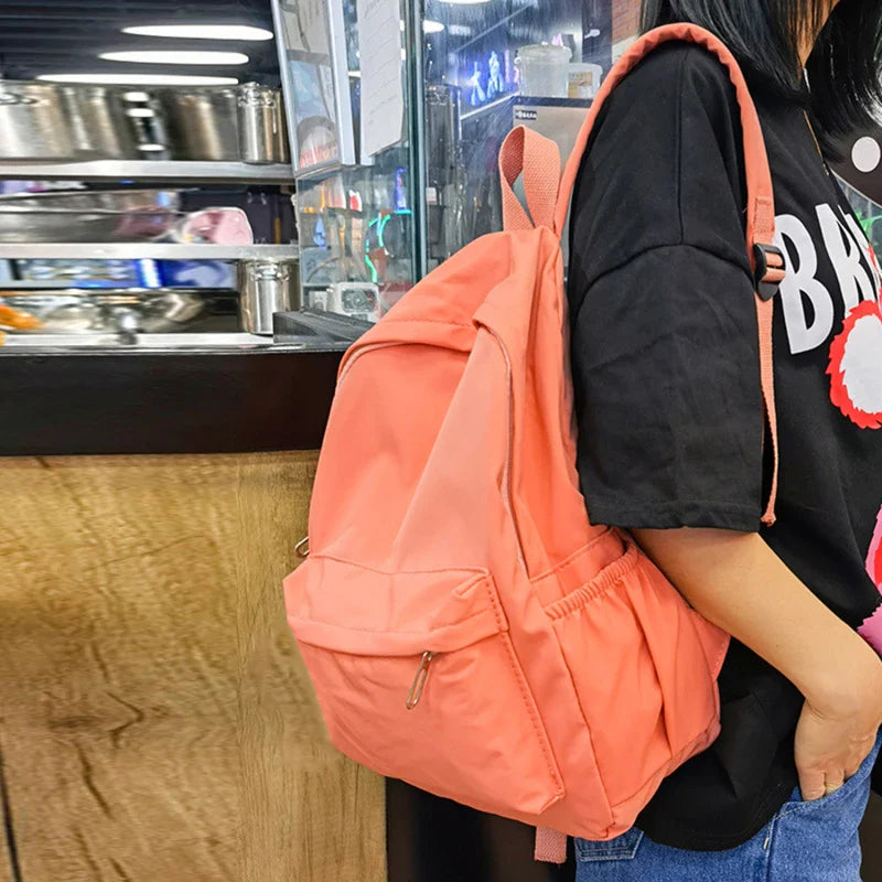 Women’s Waterproof School Backpack | Large Capacity Solid Color Daypack for Teens & Students