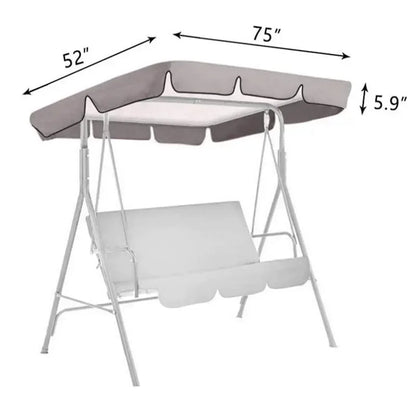 Outdoor Swing Canopy Cover - UV Waterproof 3 Seater Chair Top Replacement Shade for Patio, Yard & Hammock Seats