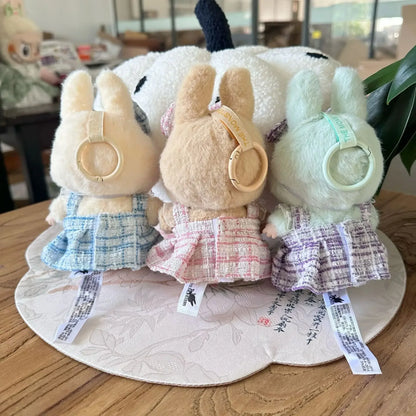Labubu Sitting Party Series - Classic Grid Dress with Small Fragrance, v1 & v2 Doll Clothes, Kid Gift