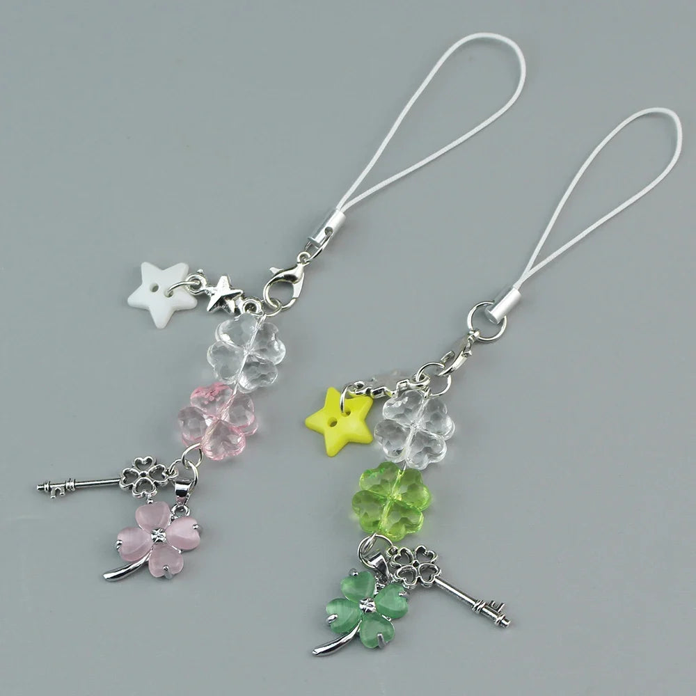 Lucky Leaf Phone Charm Pendant - Cute Key Chain Strap for Phone Case Samsung Bag Books Camera Accessories