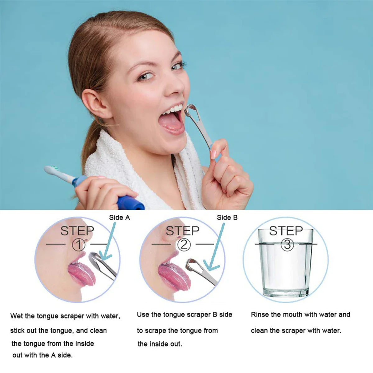 Portable Stainless Steel Tongue Cleaner – Color Tongue Scraper for Bad Breath and Oral Hygiene Care