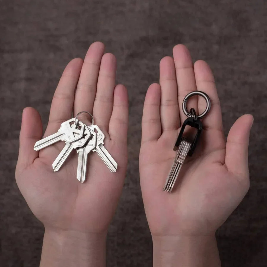 EDC Mini Key Organizer – Aluminum & Carbon Fiber Keychain Holder for Car Key Fob & Keys