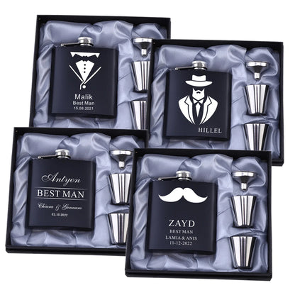 Personalized 6oz Stainless Steel Hip Flask – Engraved Christmas, Birthday, Valentine's Day Gift, Custom Logo for Wedding Favors   2/2