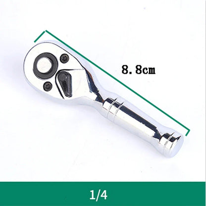 72-Tooth Mini Ratchet Wrench - 1/4, 3/8 & 1/2 Inch Short Handle Repair Tool