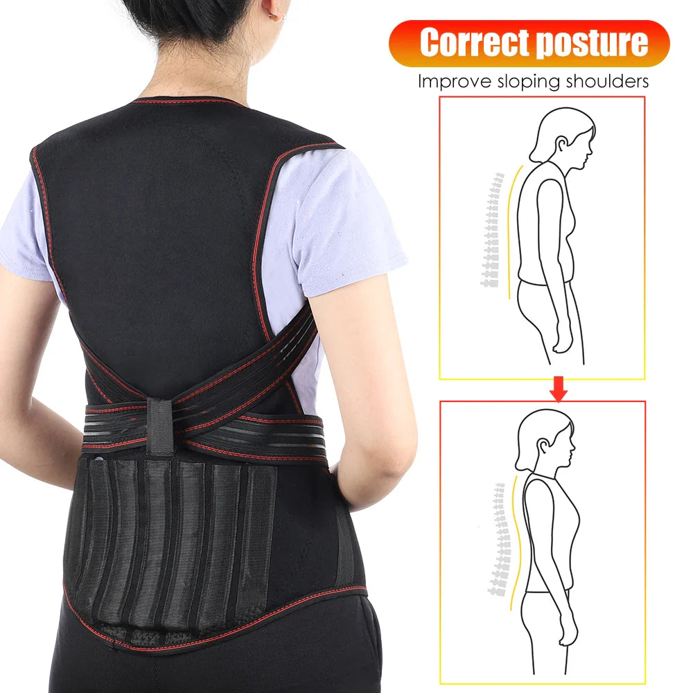 Tourmaline Magnetic Heated Vest — Self-Heating Thermal Waist Brace & Lumbar Support Corset for Posture Correction and Pain Relief