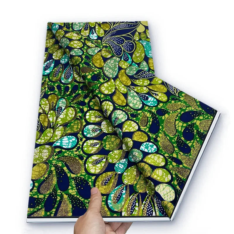 Grand African Glitter Wax Fabric - 6 Yards Soft Cotton Ankara Print Material for Nigerian Clothing