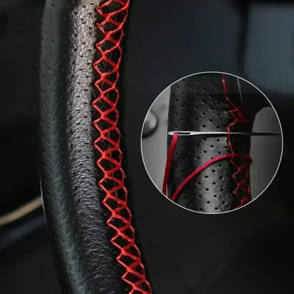 DIY Leather Steering Wheel Cover Kit - Needle & Thread Braided Car Interior Accessory