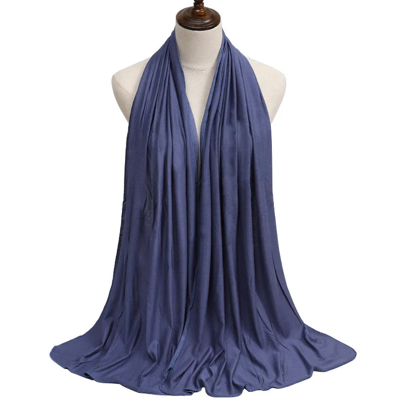 Women's Modal Cotton Jersey Hijab - Soft Solid Color Muslim Headscarf for Ramadan & Everyday Wear