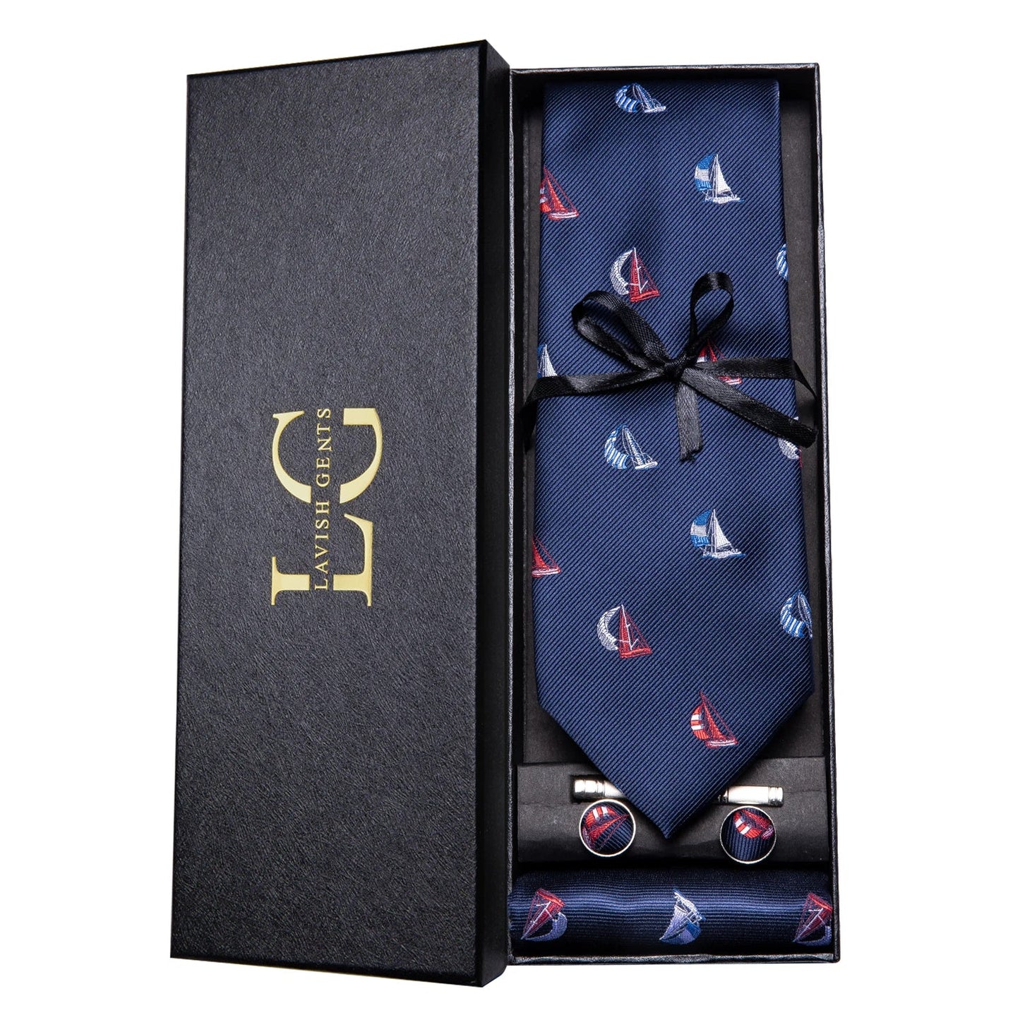 Hi-Tie Luxury Paisley Teal Green Tie Set - Men’s Classic Necktie with Handkerchief & Cufflinks Gift Box for Wedding & Formal Wear