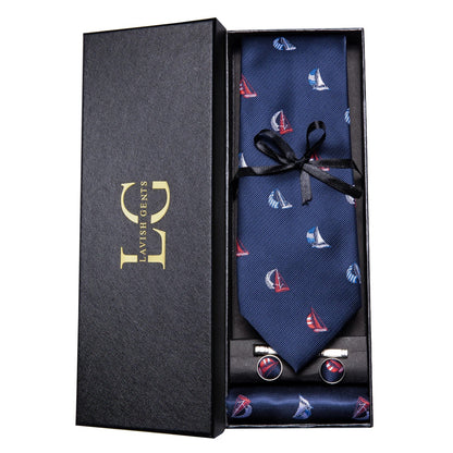 Hi-Tie Luxury Paisley Teal Green Tie Set - Men’s Classic Necktie with Handkerchief & Cufflinks Gift Box for Wedding & Formal Wear