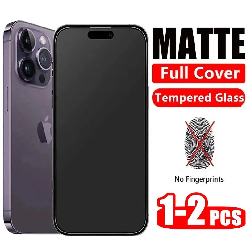 Matte Tempered Glass Screen Protector for iPhone 11-15 Pro Max Plus - Frosted Anti-Glare Protective Film
