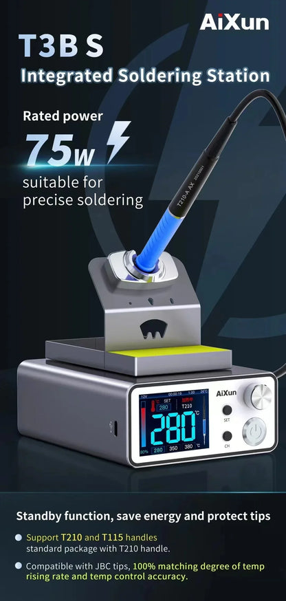 AIXUN T3A T3B Intelligent Soldering Station - T115/T210/T245/T12 Rework Station for PCB & BGA Soldering Tools